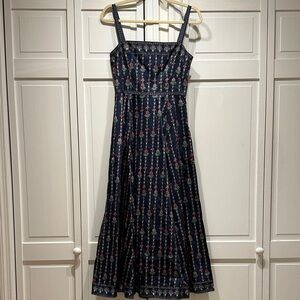 NWOT Hill House Margot Navy Trailing Fern Elegant Floral Dress Small
